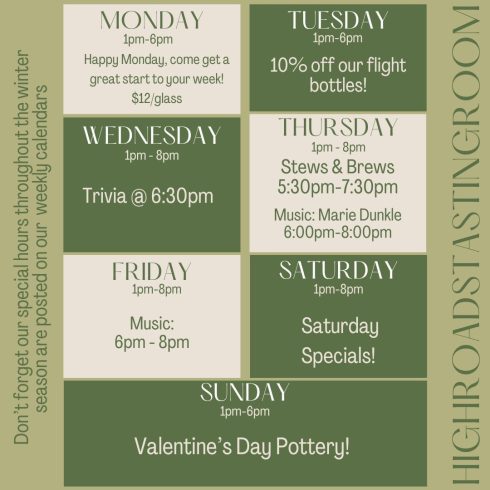 Highroads Tasting Room - This Weeks Events - Clayton, GA